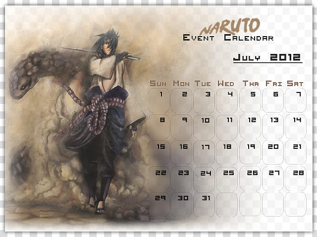Naruto Calendar  July, Naruto Event Calendar transparent background PNG clipart