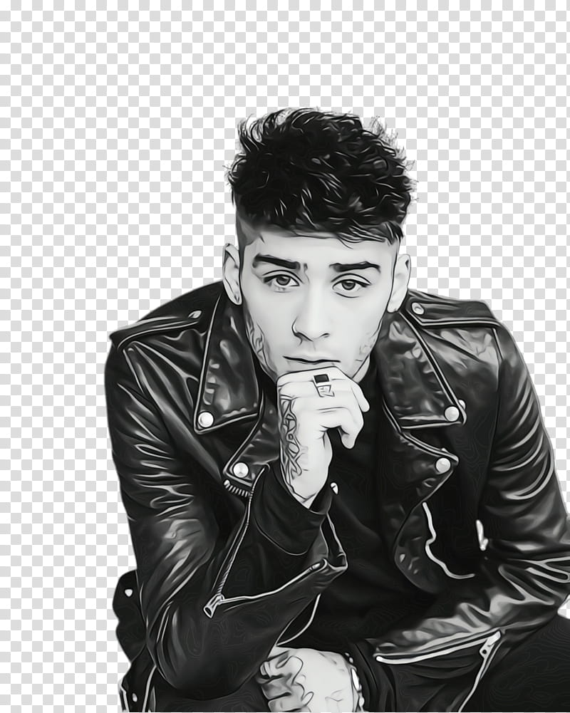 Hair Style, Watercolor, Paint, Wet Ink, Zayn Malik, Big Ben, Leather Jacket, One Direction transparent background PNG clipart