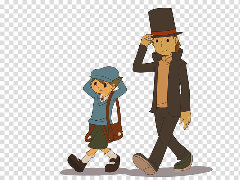 Luke and Professor Layton, boy and man illustration transparent background PNG clipart