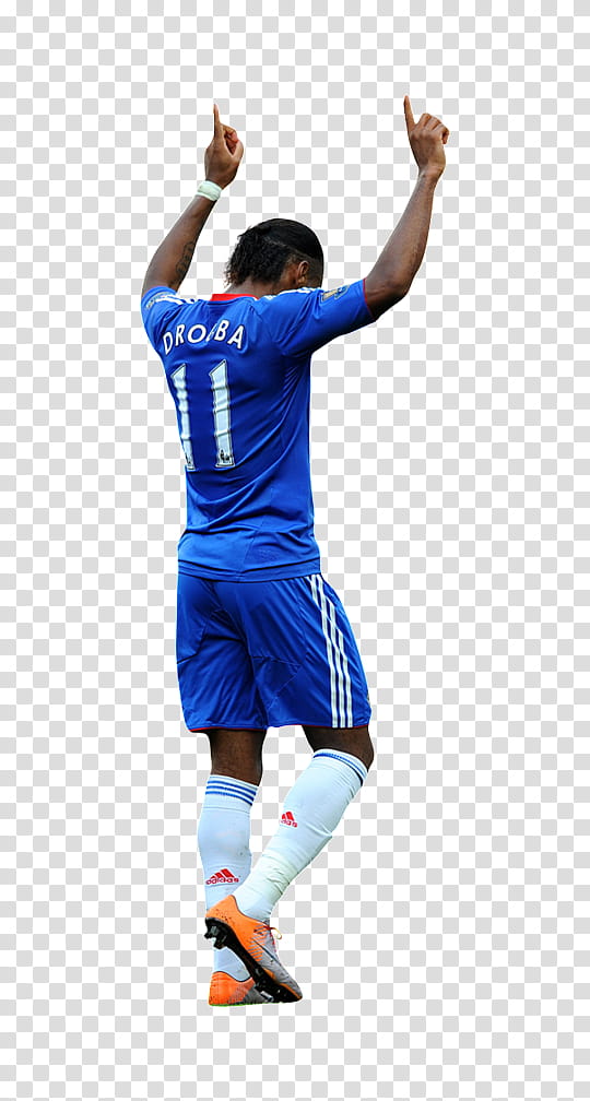 Drogba., man wearing blue jersey transparent background PNG clipart