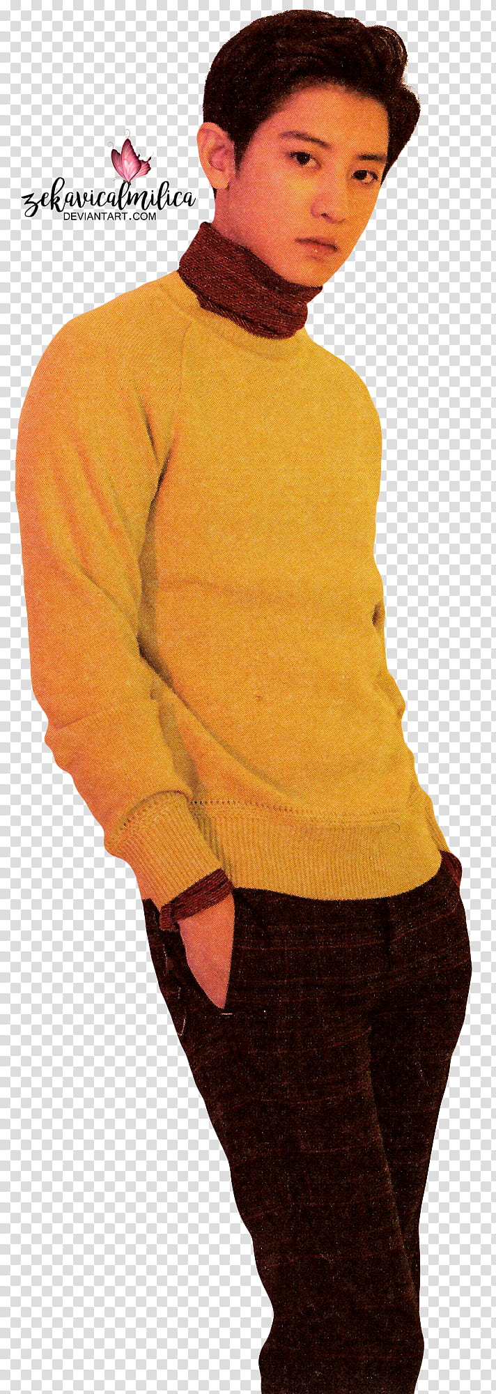 EXO Chanyeol  Season Greetings, man wearing yellow long-sleeved shirt transparent background PNG clipart