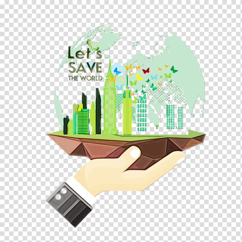 green human settlement skyline city diagram, Earth Day, Save The World, Save The Earth, Watercolor, Paint, Wet Ink, Technology, Logo transparent background PNG clipart