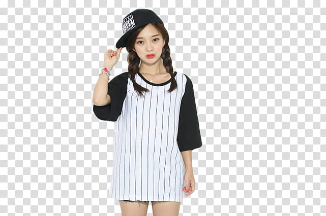 Park Seul Sport girl , woman wearing black and white stripe dress transparent background PNG clipart