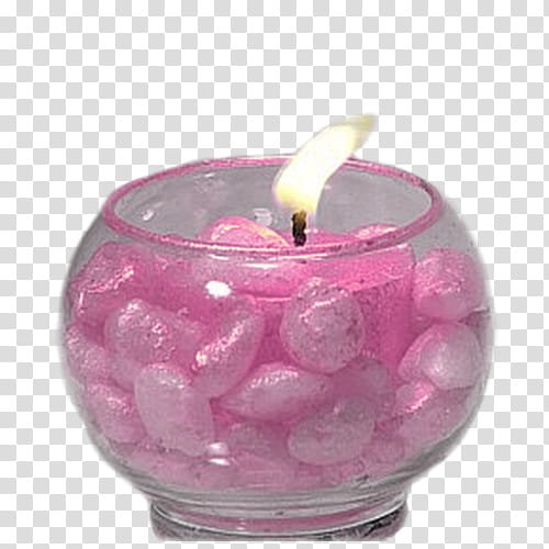 Velas Estilo Vintage, lightened pink candle with clear glass holder transparent background PNG clipart
