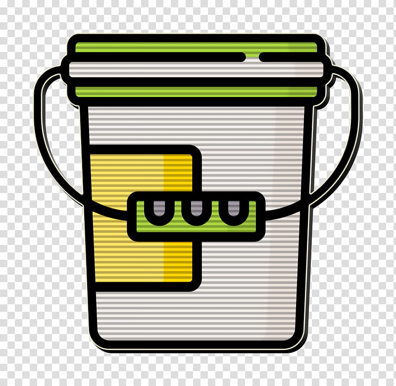 Bucket icon Cleaning icon, Line, Yellow, Drinkware, Tableware transparent background PNG clipart