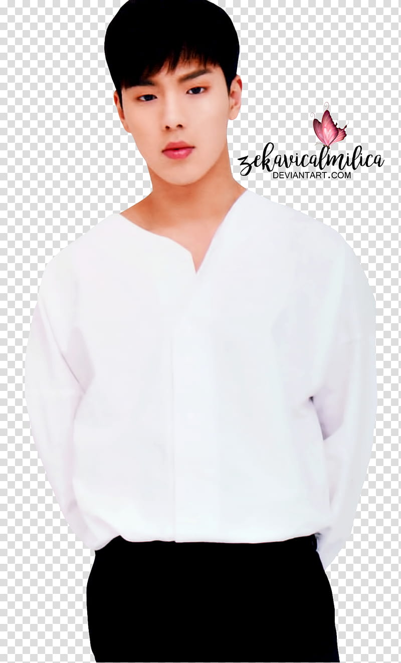 Monsta X Shownu rd Fanclub book, standing man hiding his hands behind transparent background PNG clipart
