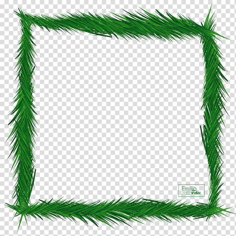 Christmas Pine Branch Square Frame, square green leaf border transparent background PNG clipart