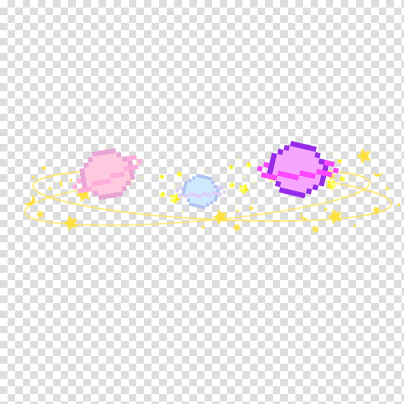 Kawaii Pixel Art, Planet, Sticker, Saturn, Aesthetics, Yellow, Text, Purple transparent background PNG clipart