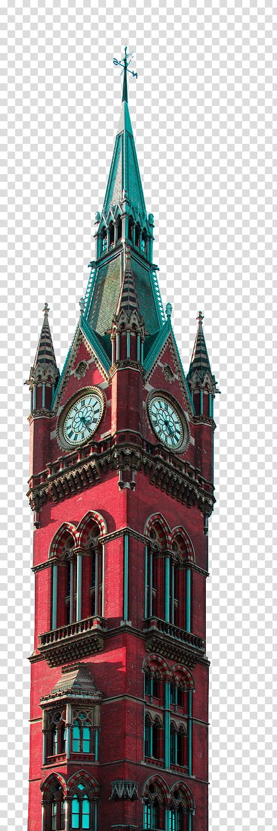 red and blue clock tower transparent background PNG clipart