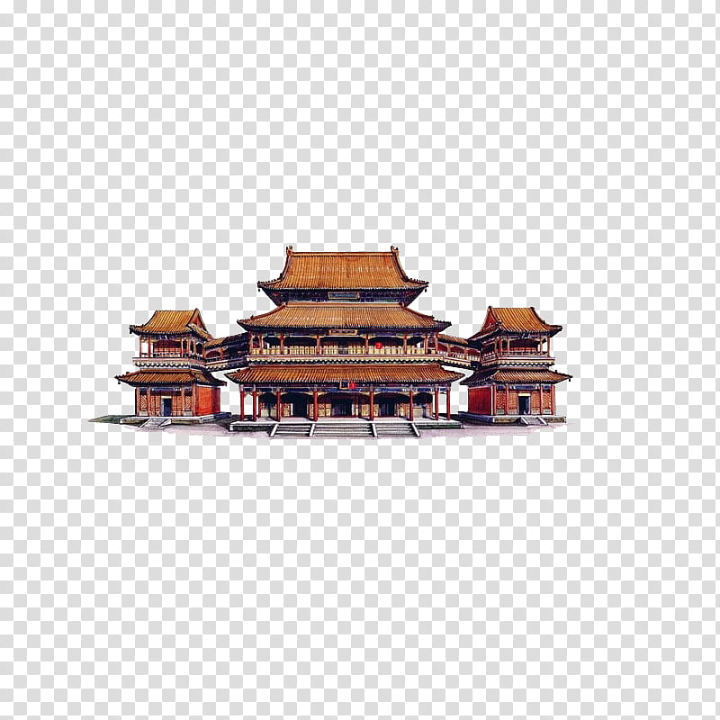 Chinese Architecture, brown castle illustration transparent background PNG clipart