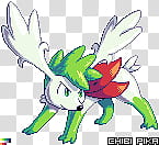 Shaymin Pixel Art, white and green Chibi Pika artwork transparent background PNG clipart