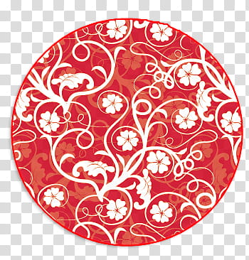 circulos, round red and white floral icon transparent background PNG clipart