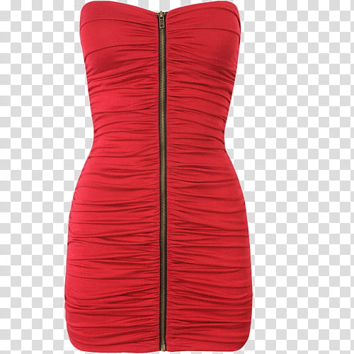 Clothes, red zip-up strapless mini dress transparent background PNG clipart