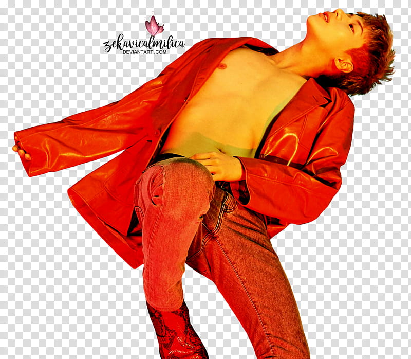 SHINee Taemin Move, man in red button-up coat transparent background PNG clipart