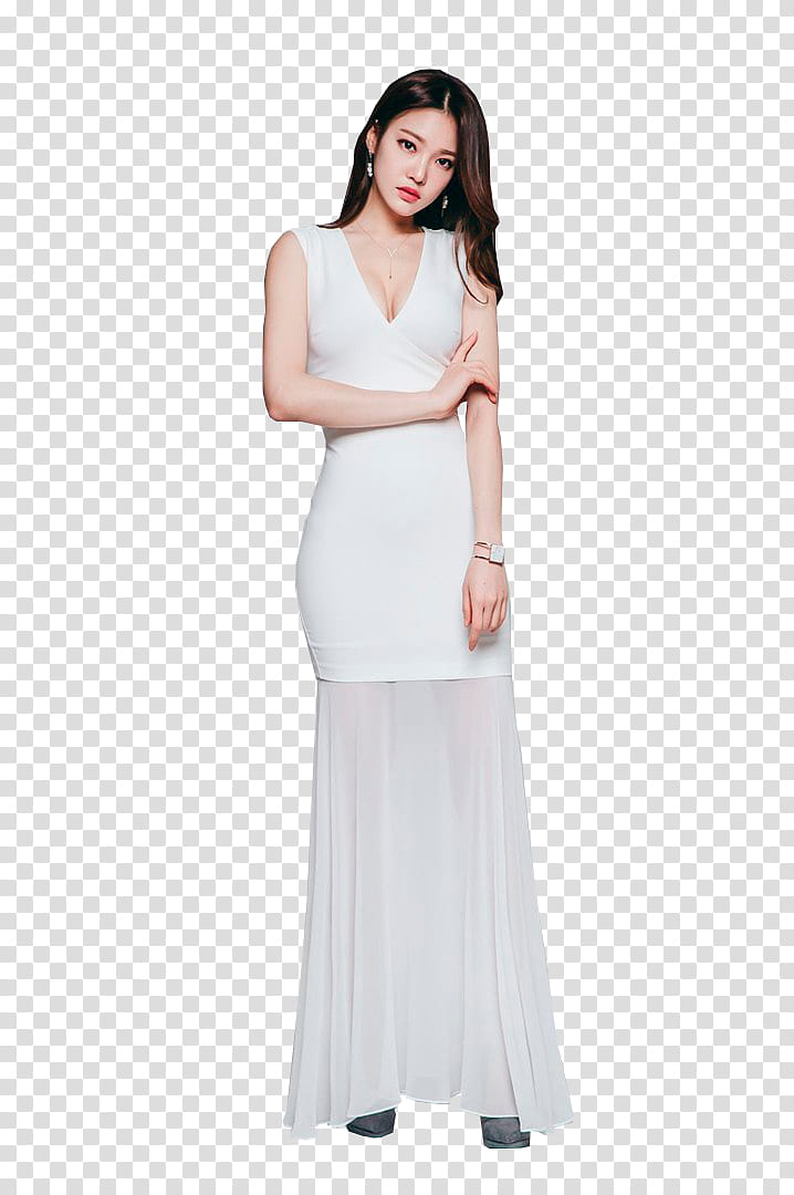 PARK JUNG YOON, woman in white long dress transparent background PNG clipart