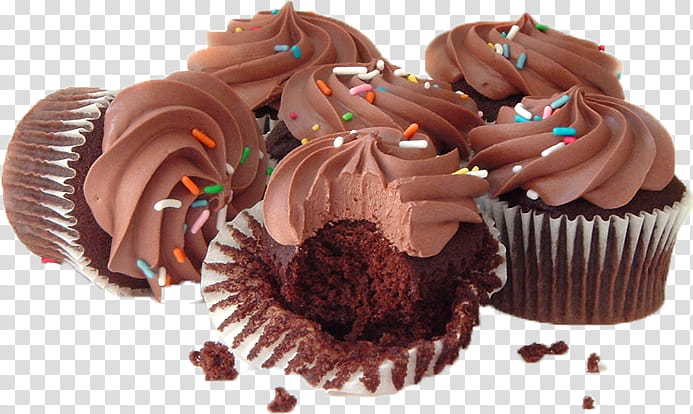 Cupcakes, bunch of chocolate cupcakes transparent background PNG clipart