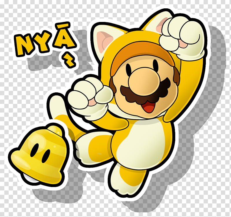 Super Mario D World Cat Mario Paper Style, Super Mario illustration  transparent background PNG clipart