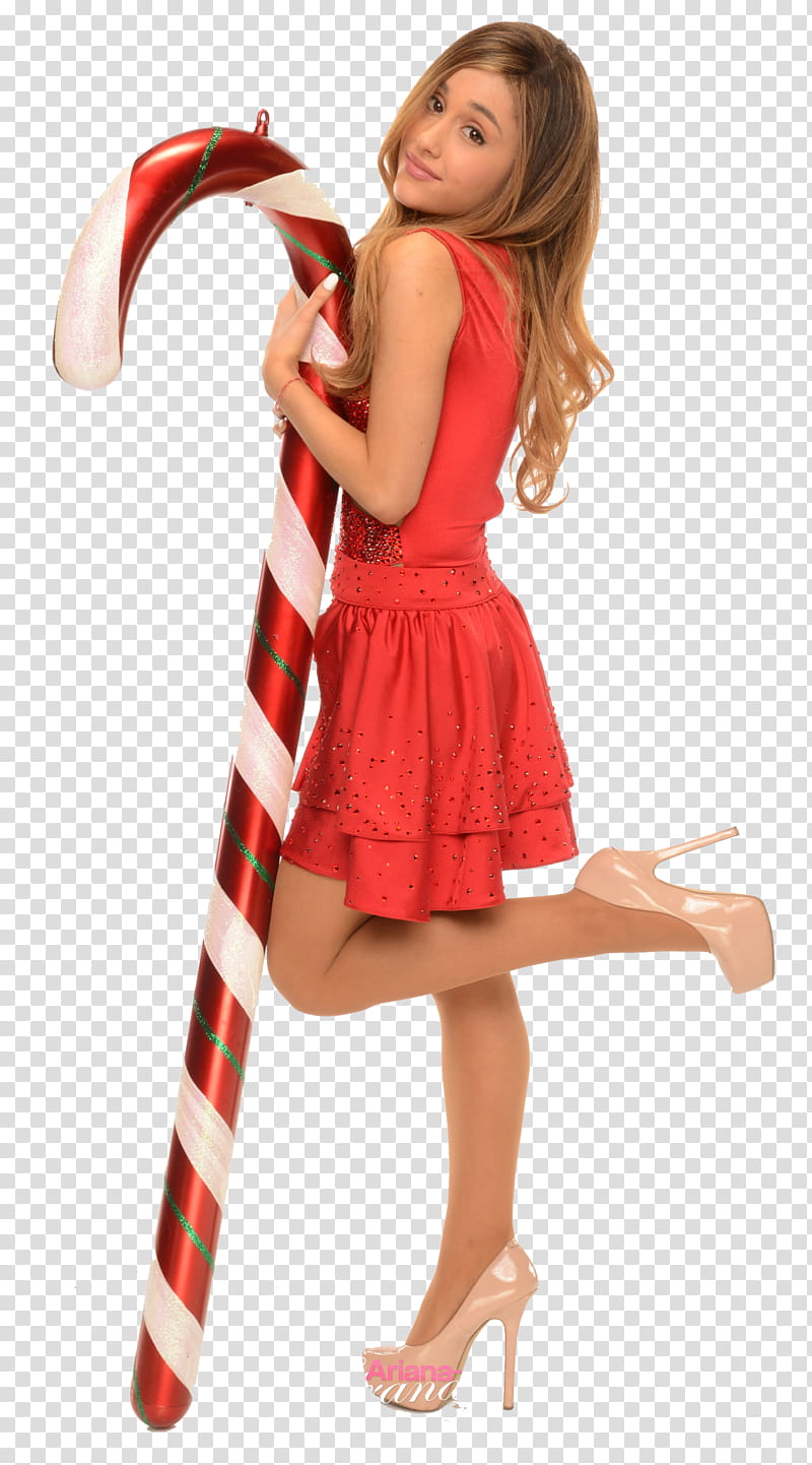 Ariana Grande, woman standing while holding cane sugar transparent background PNG clipart
