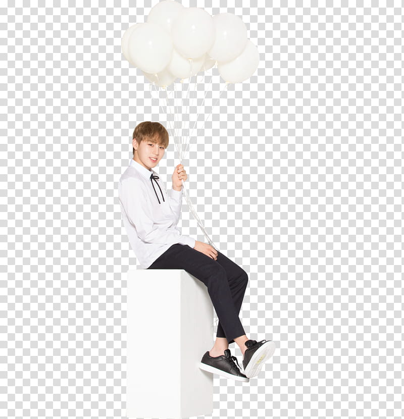 WANNA ONE X Ivy Club P, man holding white balloon transparent background PNG clipart