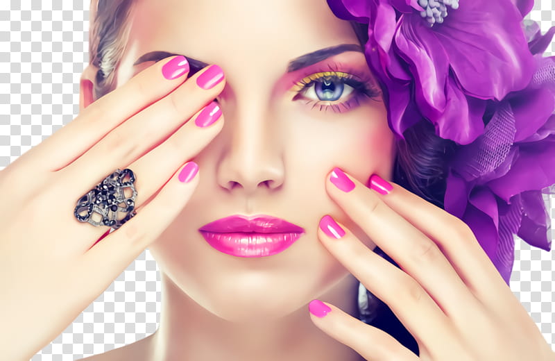 nail face skin beauty purple, Manicure, Violet, Eyebrow, Finger, Nail Polish transparent background PNG clipart