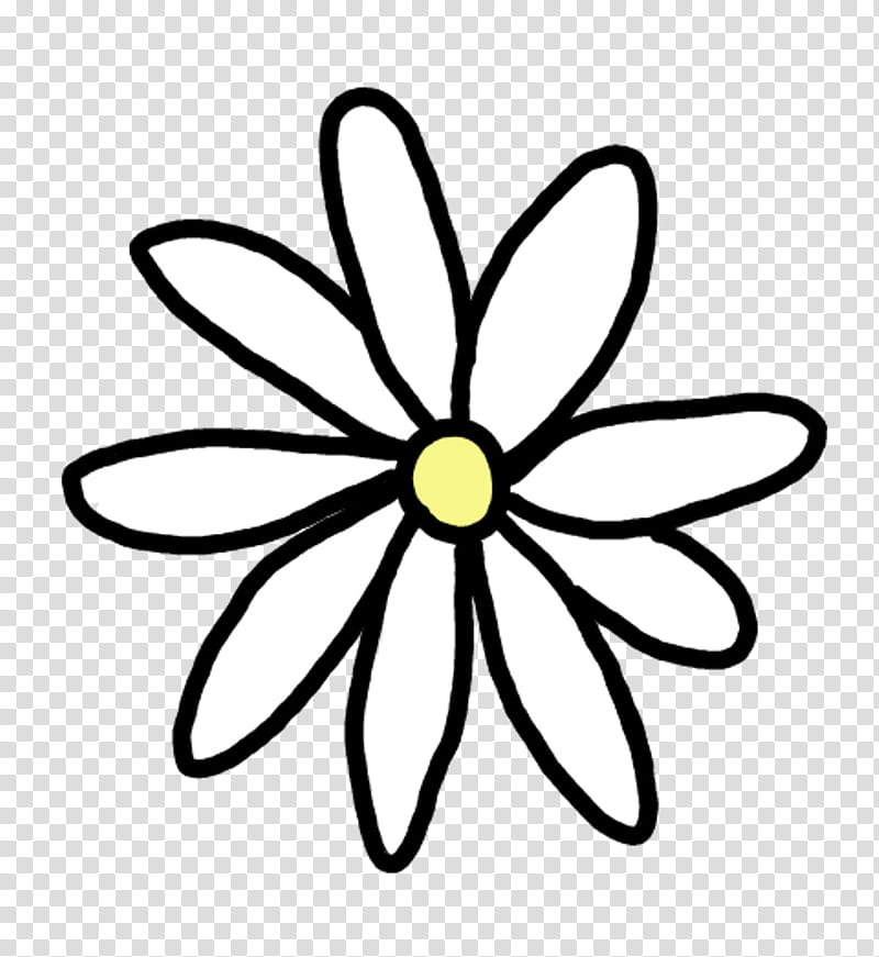 Flower Line Art, Drawing, Sticker, Common Daisy, White, Petal, Yellow, Leaf transparent background PNG clipart