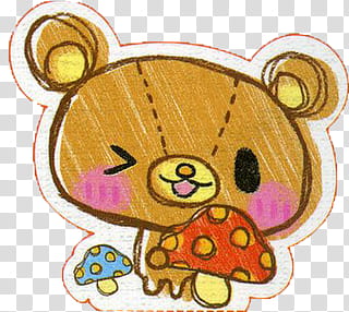 orange and multicolored bear holding mushroom art transparent background PNG clipart orange and multicolored bear holding mushroom art transparent background PNG clipart