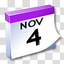 WinXP ICal, purple November  calendar illustration transparent background PNG clipart