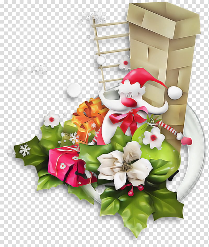 Christmas Santa Santa Claus Saint Nicholas, Kris Kringle, Father Christmas, Flower, Bouquet, Plant, Holly, Christmas Decoration transparent background PNG clipart