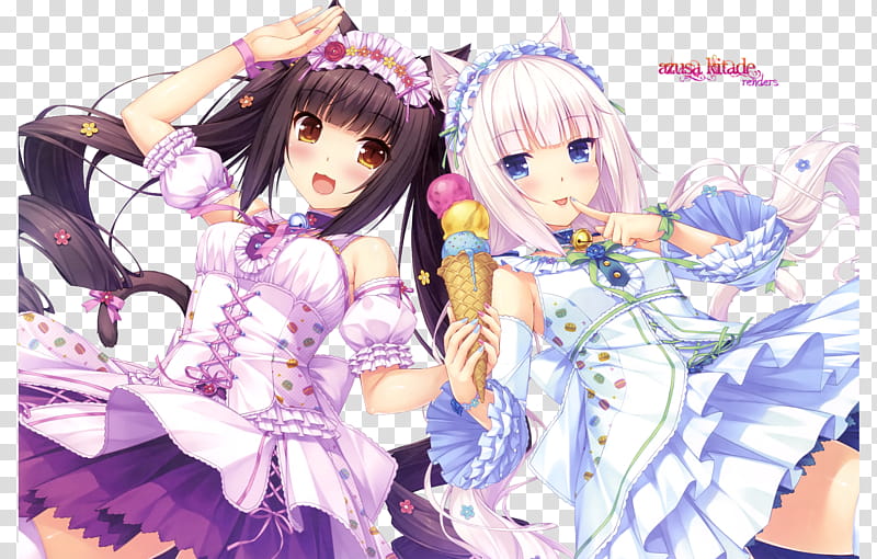 Chocola and Vanilla Render, two female characters transparent background PNG clipart