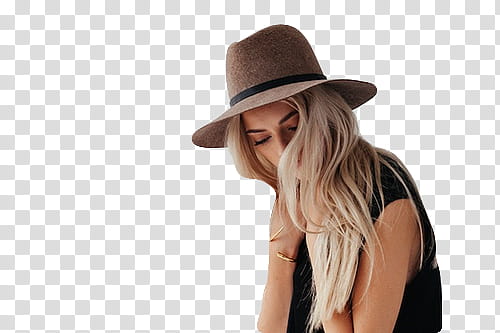 , woman wearing brown hat transparent background PNG clipart
