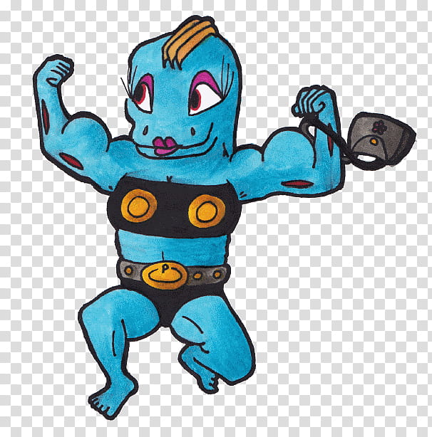 Female Machoke, blue and black animal character illustration transparent background PNG clipart