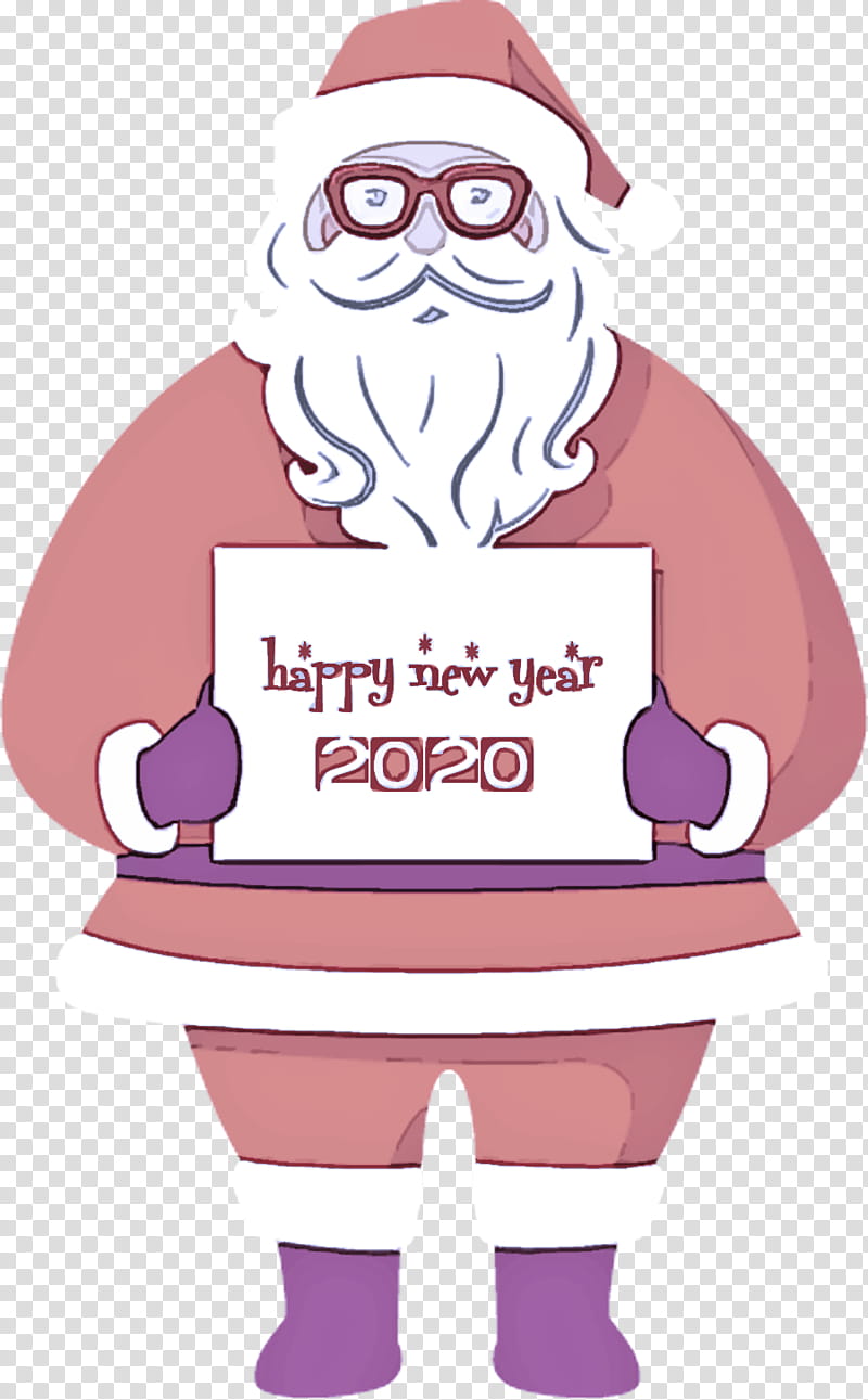 happy new year 2020 santa, Santa Claus, Cartoon, Facial Hair, Beard transparent background PNG clipart