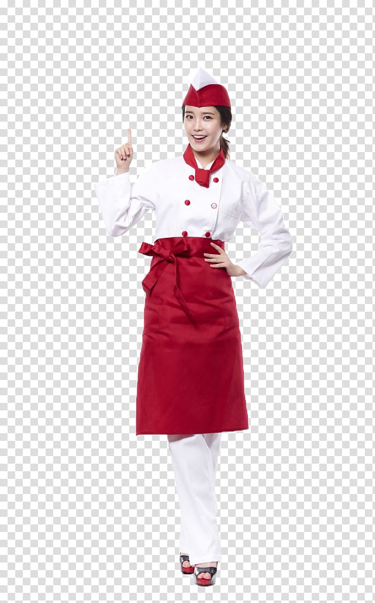 , woman wearing red apron transparent background PNG clipart