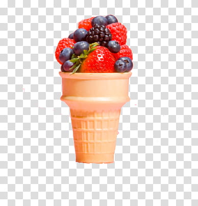 So Yummy S, strawberry and blueberry fruit in ice cream cone transparent background PNG clipart