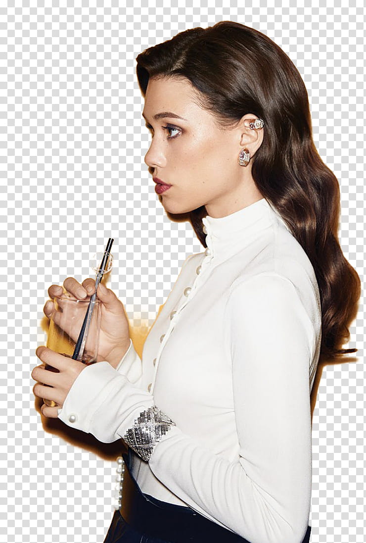 astrid berges frisbey , woman wearing white long-sleeved shirt transparent background PNG clipart