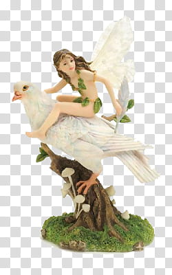 fairy riding bird figurine transparent background PNG clipart