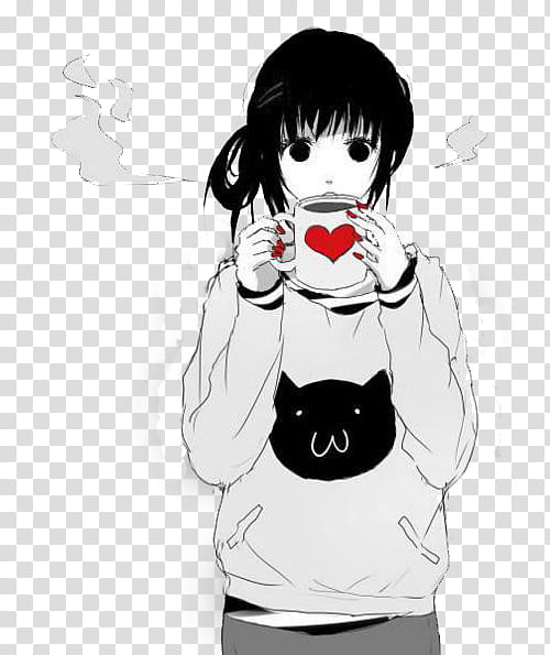 anime, female holding mug anime character illustration transparent background PNG clipart