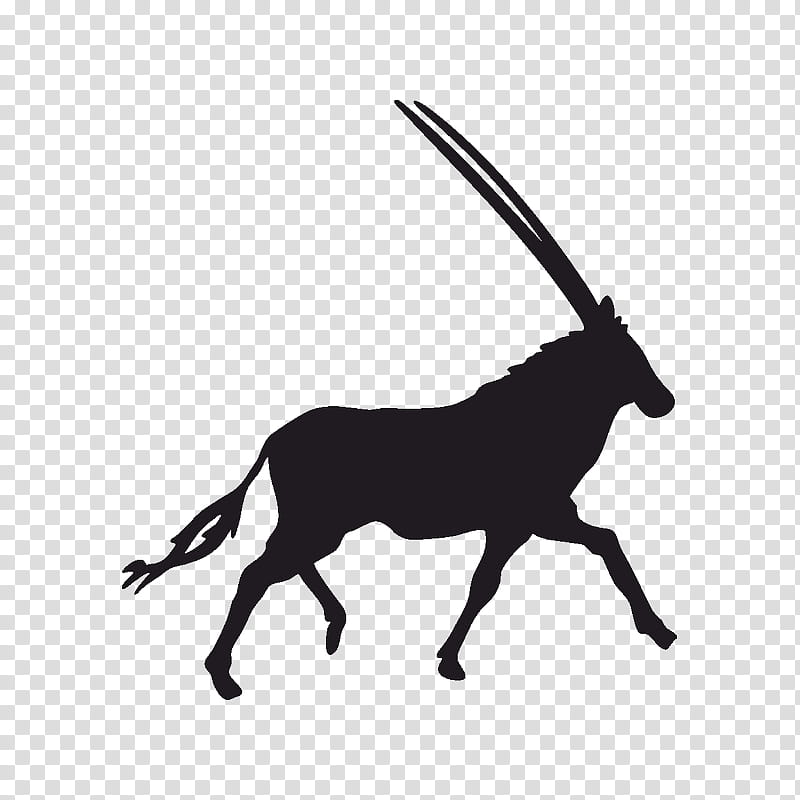 Family Silhouette, Antelope, Gemsbok, Gazelle, Impala, Horn, Oryx, Black And White transparent background PNG clipart