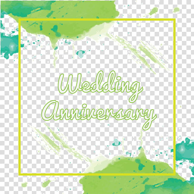 Wedding Anniversary Text, Watercolor Painting, Wedding Frame, Frames, Green, Yellow, Leaf, Sky transparent background PNG clipart