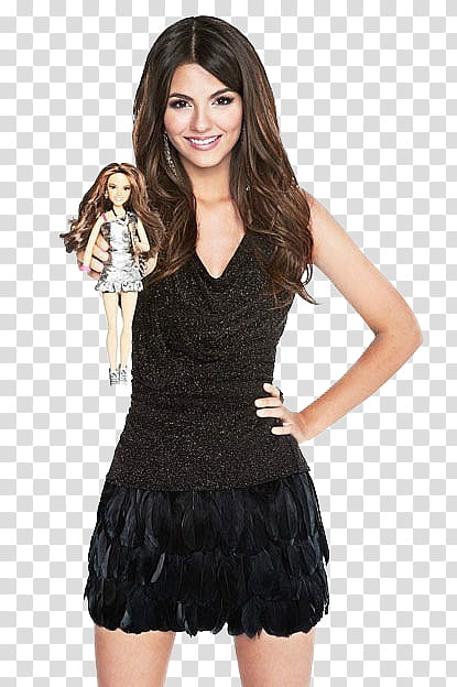 Victoria Justice, woman doing akimbo holding doll transparent background PNG clipart