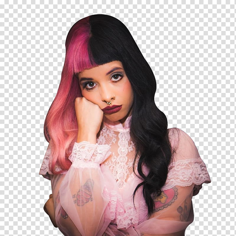 MelanieMartinez Pak Moonlights, woman in white lace long-sleeved shirt leaning transparent background PNG clipart