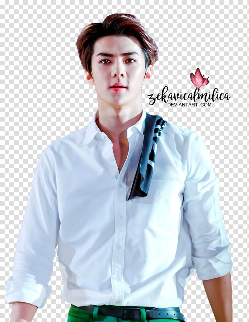 EXO Sehun Seoul Music Awards , man black haired wearing white dress shirt transparent background PNG clipart