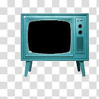 ONE, vintage teal CRT TV transparent background PNG clipart