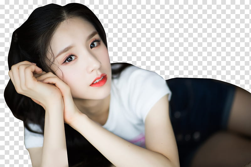 LOONA   X DISPATCH, woman wearing white crew-neck t-shirt transparent background PNG clipart