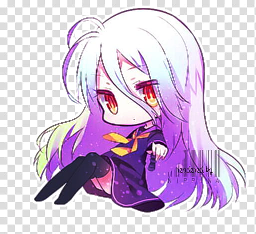 Render Shiro from No game no life, woman in purple hair anime character transparent background PNG clipart