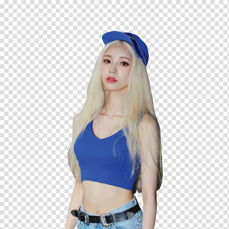 JinSoul LOONA, woman wearing blue crop top transparent background PNG clipart
