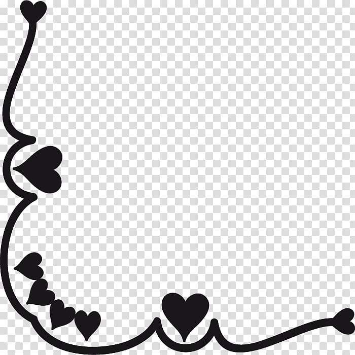 Valentine Day Corners, black heart border illustration transparent background PNG clipart