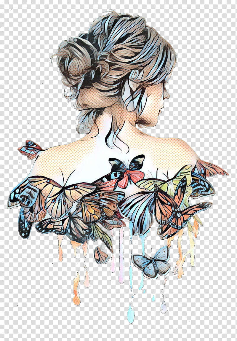 Watercolor Butterfly, Pop Art, Retro, Vintage, Drawing, Painting, Artist, Girl transparent background PNG clipart
