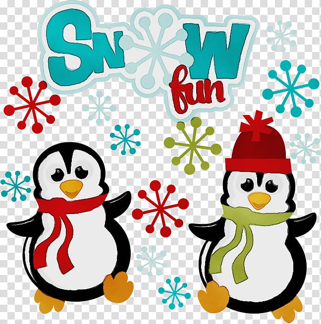 Watercolor Christmas, Paint, Wet Ink, Penguin, Snow, Cartoon, Snowball, Flightless Bird transparent background PNG clipart
