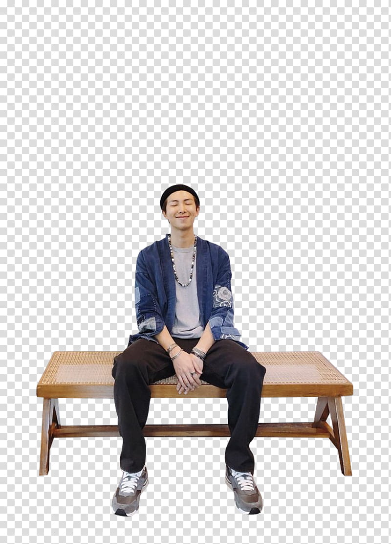 RM BTS , man sitting on bench transparent background PNG clipart